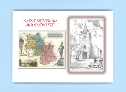 Cartes Postales impression Noir avec dpartement sur la ville de ST NIZIER DU MOUCHEROTTE Titre : eglise XIIeme