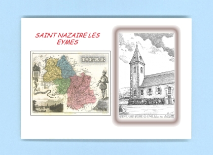 Cartes Postales impression Noir avec dpartement sur la ville de ST NAZAIRE LES EYMES Titre : eglise