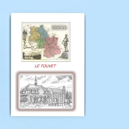 Cartes Postales impression Noir avec dpartement sur la ville de LE TOUVET Titre : ecole
