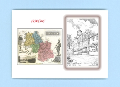 Cartes Postales impression Noir avec dpartement sur la ville de CORENC Titre : eglise