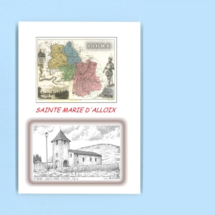 Cartes Postales impression Noir avec dpartement sur la ville de STE MARIE D ALLOIX Titre : eglise