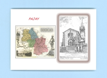 Cartes Postales impression Noir avec dpartement sur la ville de PAJAY Titre : eglise