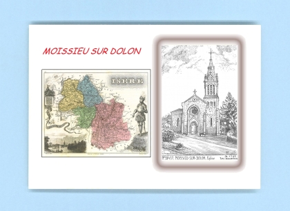 Cartes Postales impression Noir avec dpartement sur la ville de MOISSIEU SUR DOLON Titre : eglise