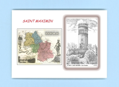Cartes Postales impression Noir avec dpartement sur la ville de ST MAXIMIN Titre : tour d avallon