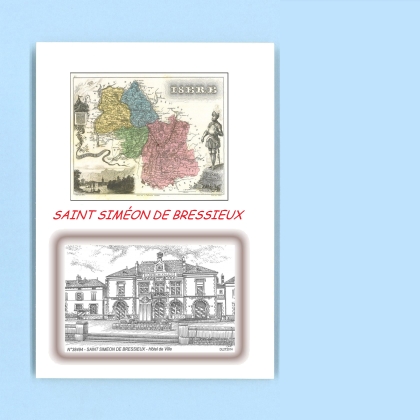 Cartes Postales impression Noir avec dpartement sur la ville de ST SIMEON DE BRESSIEUX Titre : hotel de ville