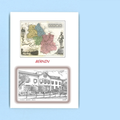 Cartes Postales impression Noir avec dpartement sur la ville de BERNIN Titre : mairie