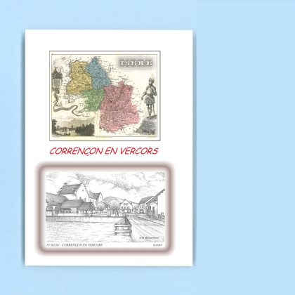 Cartes Postales impression Noir avec dpartement sur la ville de CORRENCON EN VERCORS Titre : village
