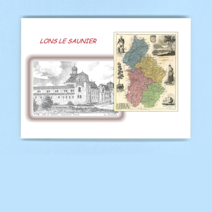 Cartes Postales impression Noir avec dpartement sur la ville de LONS LE SAUNIER Titre : etablissement thermal