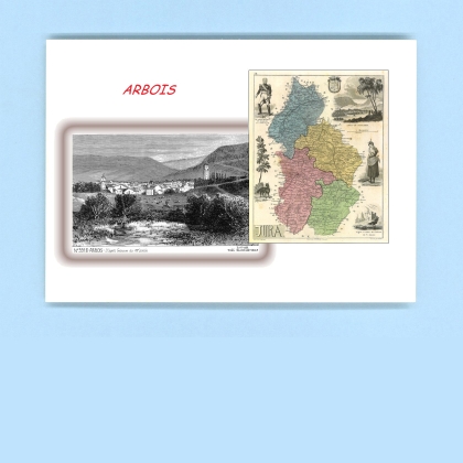Cartes Postales impression Noir avec dpartement sur la ville de ARBOIS Titre : vue