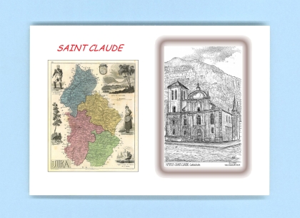 Cartes Postales impression Noir avec dpartement sur la ville de ST CLAUDE Titre : cathedrale
