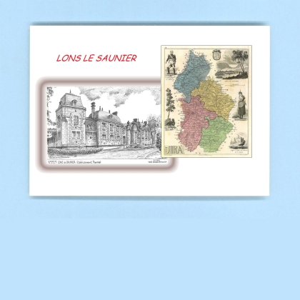 Cartes Postales impression Noir avec dpartement sur la ville de LONS LE SAUNIER Titre : etablissement thermal