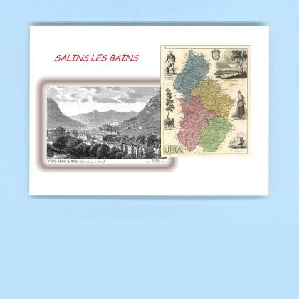 Cartes Postales impression Noir avec dpartement sur la ville de SALINS LES BAINS Titre : vue