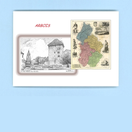 Cartes Postales impression Noir avec dpartement sur la ville de ARBOIS Titre : tour gloriette