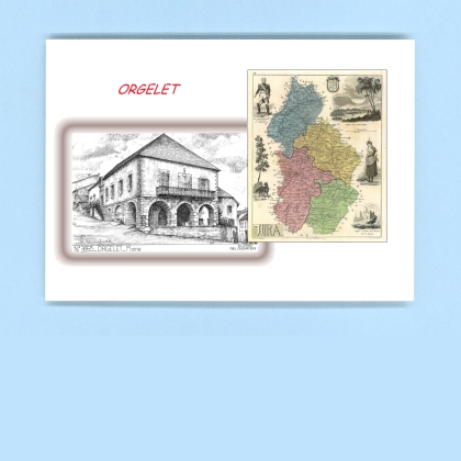 Cartes Postales impression Noir avec dpartement sur la ville de ORGELET Titre : mairie