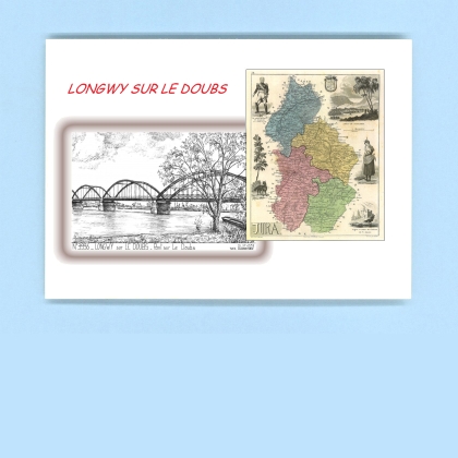 Cartes Postales impression Noir avec dpartement sur la ville de LONGWY SUR LE DOUBS Titre : pont sur le doubs