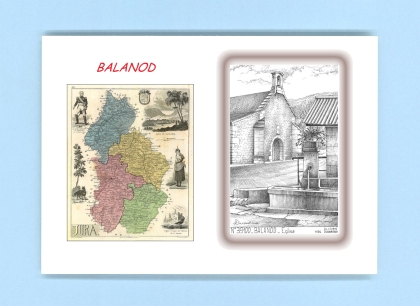 Cartes Postales impression Noir avec dpartement sur la ville de BALANOD Titre : eglise
