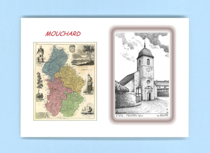 Cartes Postales impression Noir avec dpartement sur la ville de MOUCHARD Titre : eglise