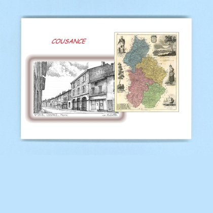 Cartes Postales impression Noir avec dpartement sur la ville de COUSANCE Titre : mairie