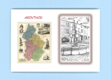 Cartes Postales impression Noir avec dpartement sur la ville de ARINTHOD Titre : fontaine