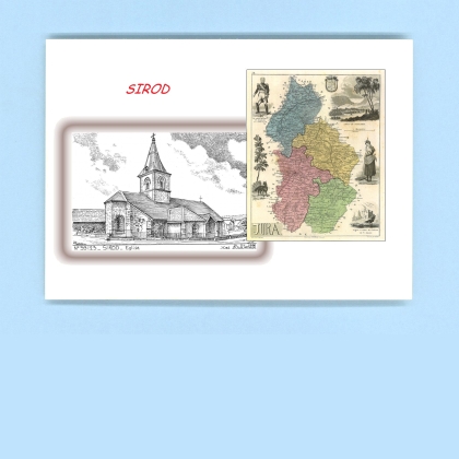 Cartes Postales impression Noir avec dpartement sur la ville de SIROD Titre : eglise