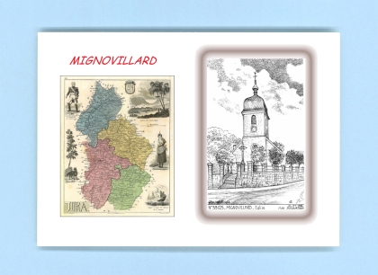 Cartes Postales impression Noir avec dpartement sur la ville de MIGNOVILLARD Titre : eglise