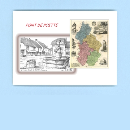 Cartes Postales impression Noir avec dpartement sur la ville de PONT DE POITTE Titre : fontaine
