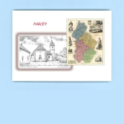 Cartes Postales impression Noir avec dpartement sur la ville de PARCEY Titre : eglise