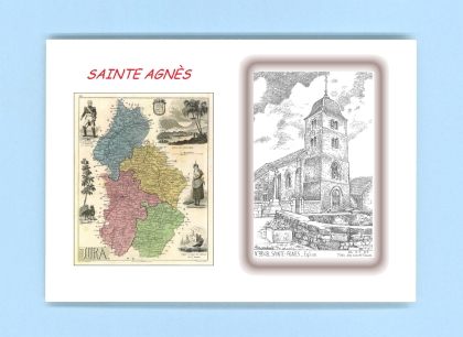 Cartes Postales impression Noir avec dpartement sur la ville de STE AGNES Titre : eglise