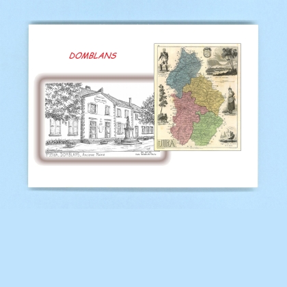 Cartes Postales impression Noir avec dpartement sur la ville de DOMBLANS Titre : ancienne mairie