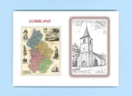 Cartes Postales impression Noir avec dpartement sur la ville de DOMBLANS Titre : eglise