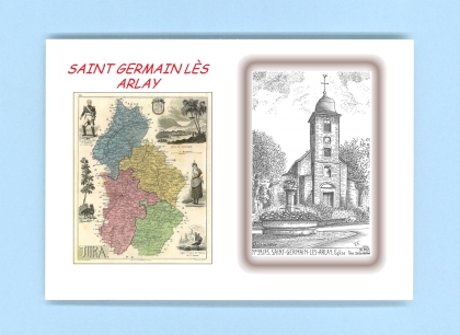 Cartes Postales impression Noir avec dpartement sur la ville de ST GERMAIN LES ARLAY Titre : eglise