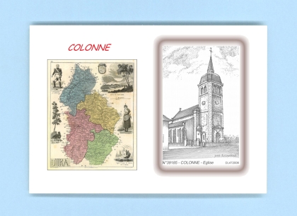 Cartes Postales impression Noir avec dpartement sur la ville de COLONNE Titre : eglise