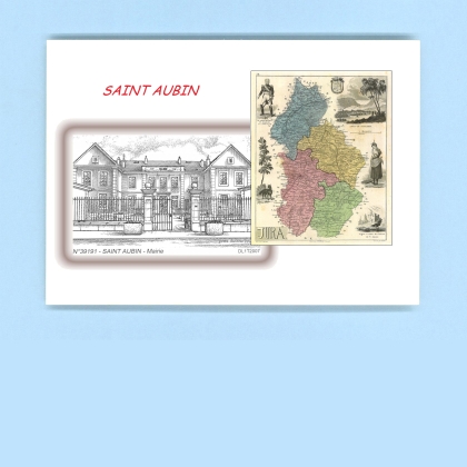 Cartes Postales impression Noir avec dpartement sur la ville de ST AUBIN Titre : mairie