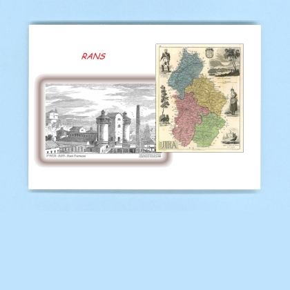 Cartes Postales impression Noir avec dpartement sur la ville de RANS Titre : hauts fourneaux