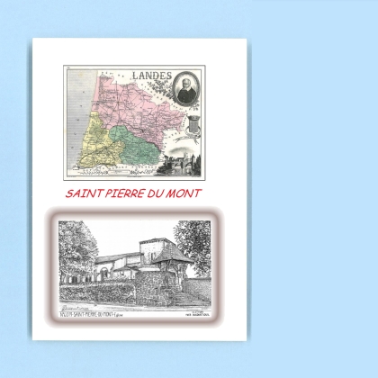 Cartes Postales impression Noir avec dpartement sur la ville de ST PIERRE DU MONT Titre : eglise