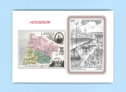 Cartes Postales impression Noir avec dpartement sur la ville de HOSSEGOR Titre : canal