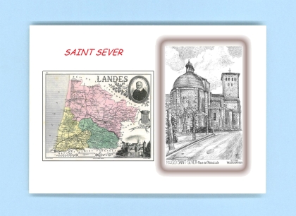 Cartes Postales impression Noir avec dpartement sur la ville de ST SEVER Titre : place de l abbatiale
