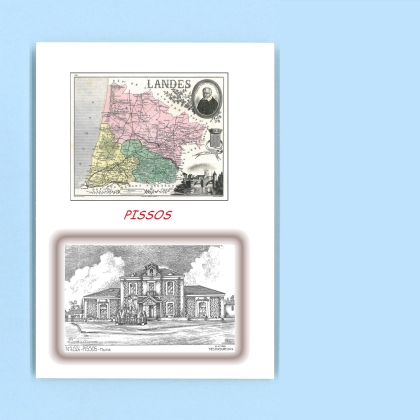 Cartes Postales impression Noir avec dpartement sur la ville de PISSOS Titre : mairie
