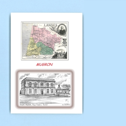 Cartes Postales impression Noir avec dpartement sur la ville de MUGRON Titre : place frederic bastiat