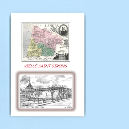 Cartes Postales impression Noir avec dpartement sur la ville de VIELLE ST GIRONS Titre : eglise