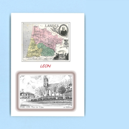 Cartes Postales impression Noir avec dpartement sur la ville de LEON Titre : place de l eglise