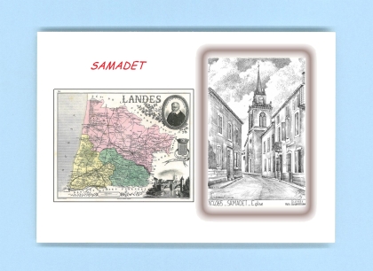 Cartes Postales impression Noir avec dpartement sur la ville de SAMADET Titre : eglise
