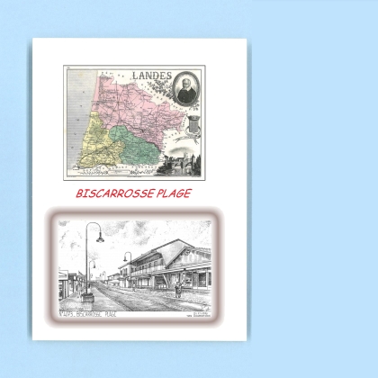 Cartes Postales impression Noir avec dpartement sur la ville de BISCARROSSE PLAGE Titre : vue