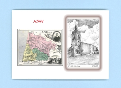Cartes Postales impression Noir avec dpartement sur la ville de HINX Titre : eglise