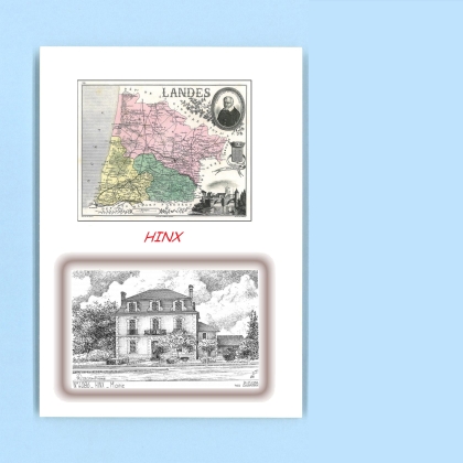 Cartes Postales impression Noir avec dpartement sur la ville de HINX Titre : mairie