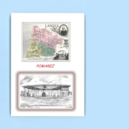 Cartes Postales impression Noir avec dpartement sur la ville de POMAREZ Titre : arenes