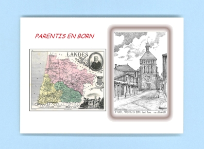 Cartes Postales impression Noir avec dpartement sur la ville de PARENTIS EN BORN Titre : st pierre