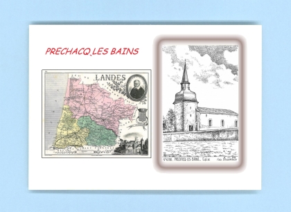 Cartes Postales impression Noir avec dpartement sur la ville de PRECHACQ LES BAINS Titre : eglise