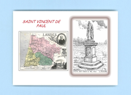 Cartes Postales impression Noir avec dpartement sur la ville de ST VINCENT DE PAUL Titre : statue