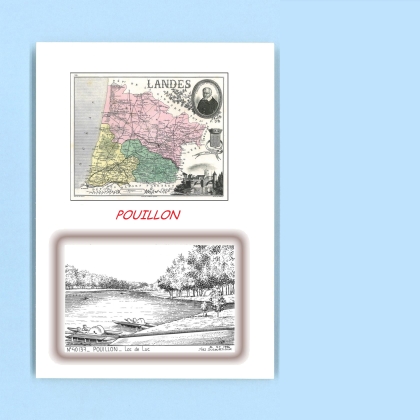 Cartes Postales impression Noir avec dpartement sur la ville de POUILLON Titre : lac de luc